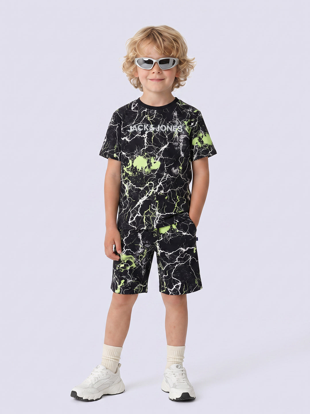 Boys Black Printed Oversized T-shirt