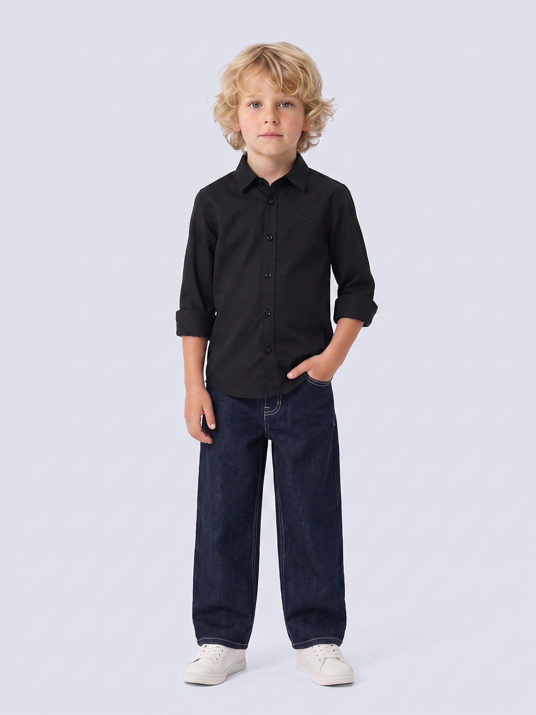 Boys Black Slim Fit Shirt