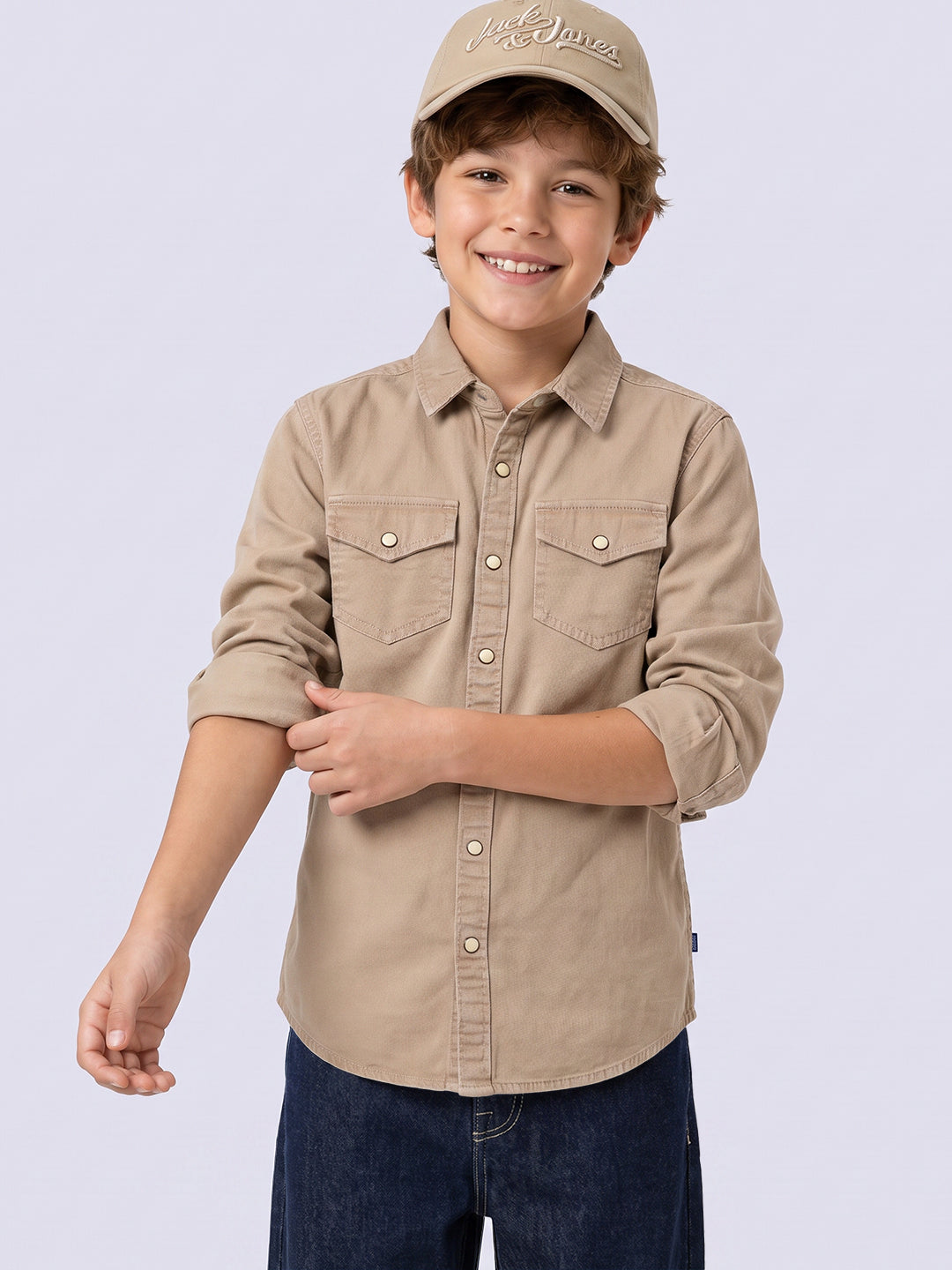 Boys Beige Cotton Shirt - 2/3Y