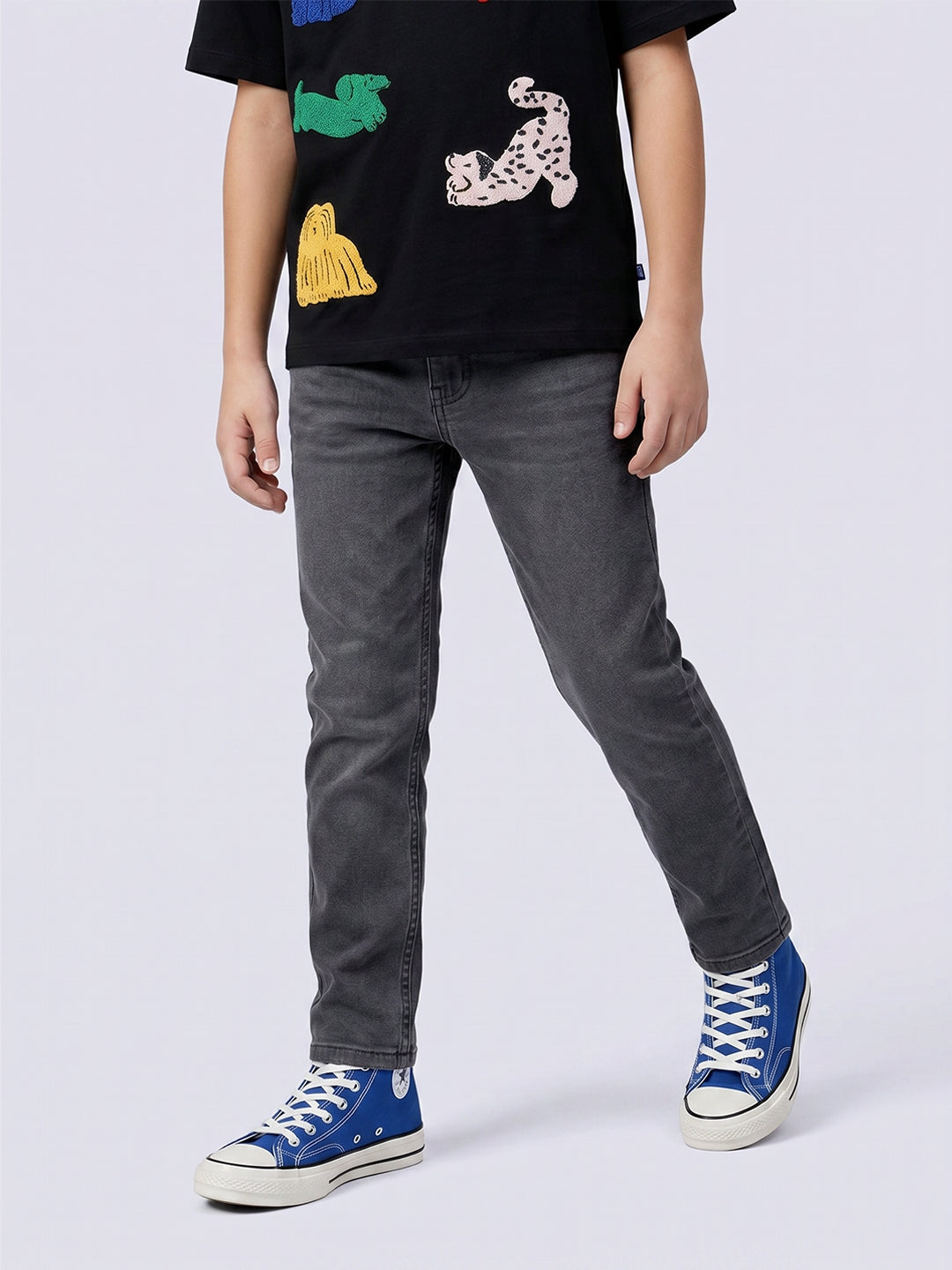 Boys Regular Fit Grey Jeans