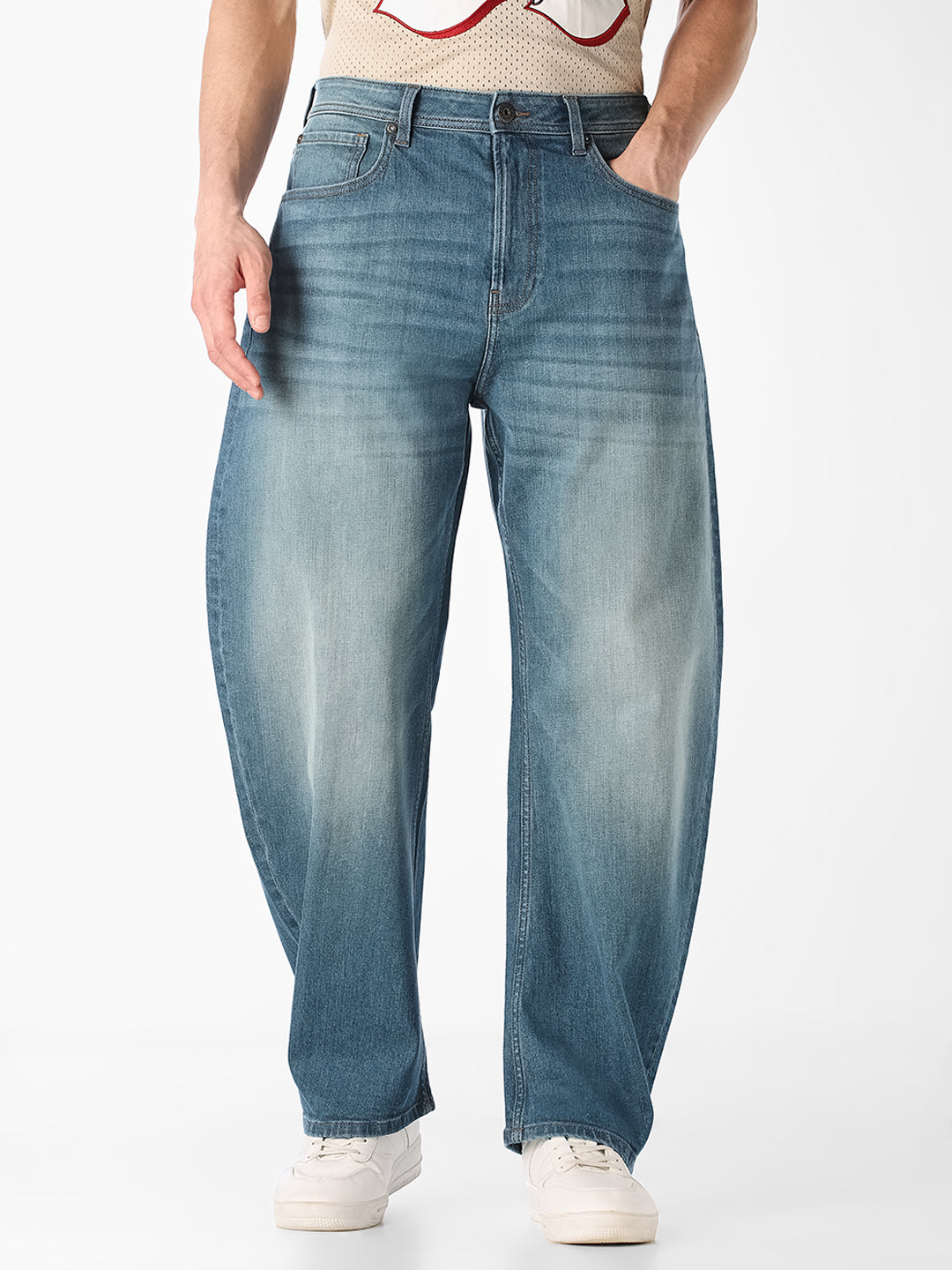 Blue Barrel Loose Fit Jeans