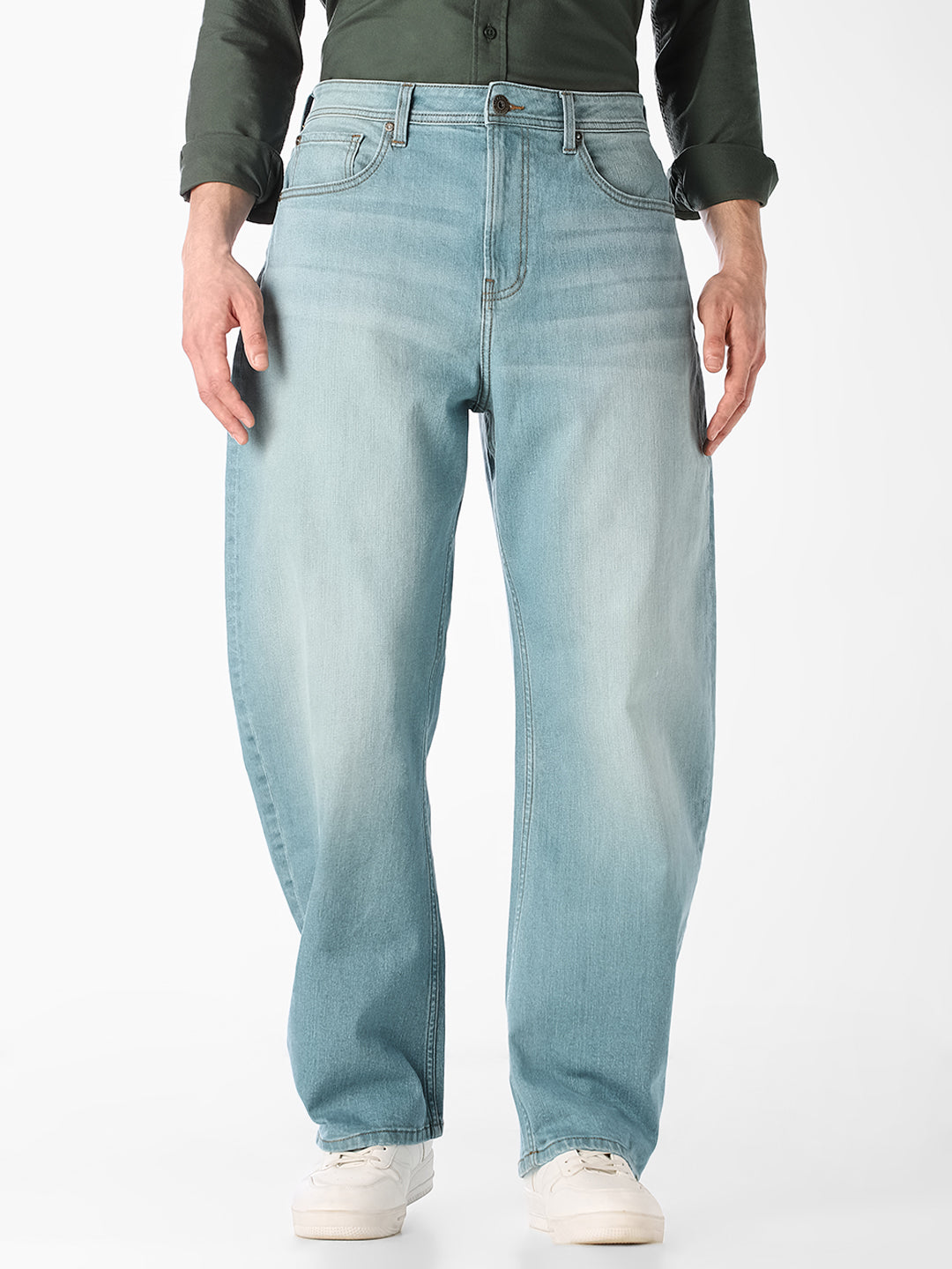 Light Blue Barrel Loose Fit Jeans