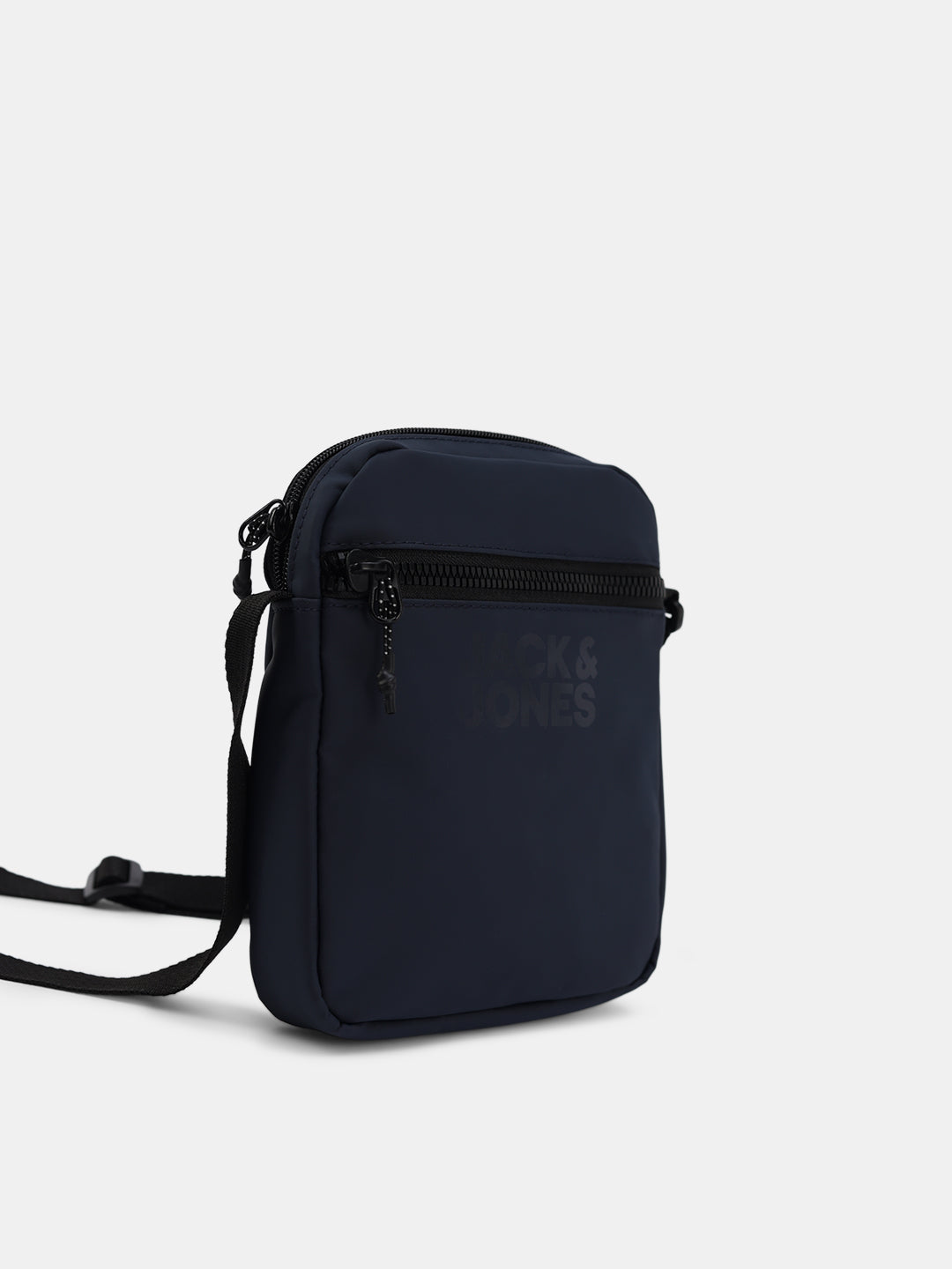Navy Blue Logo Print Crossbody Bag