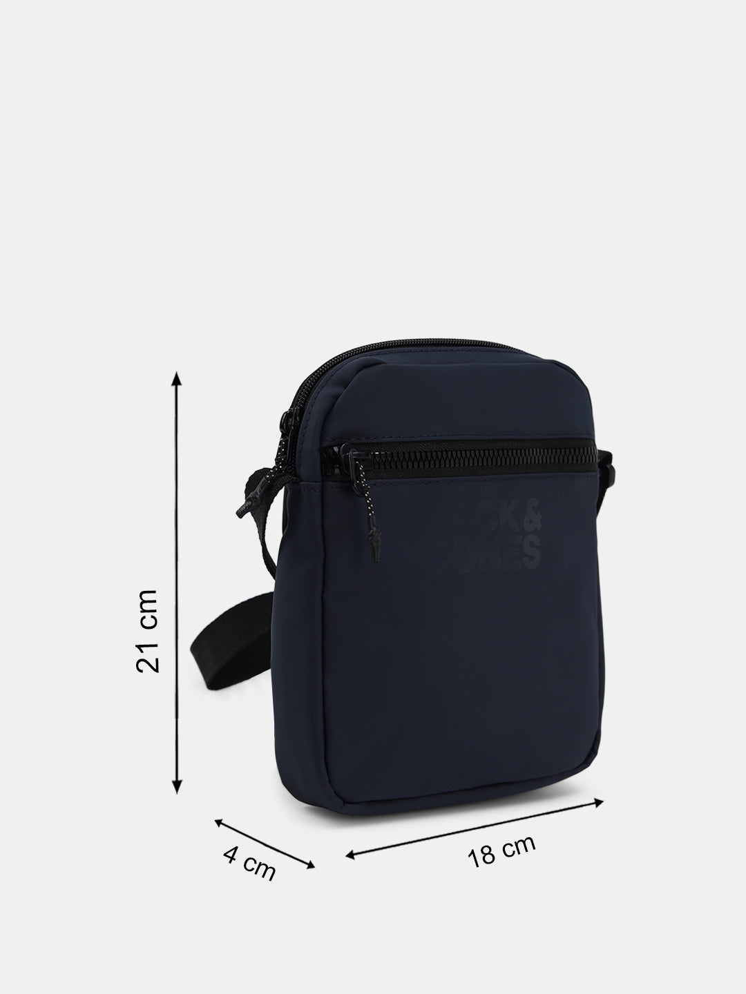 Navy Blue Logo Print Crossbody Bag