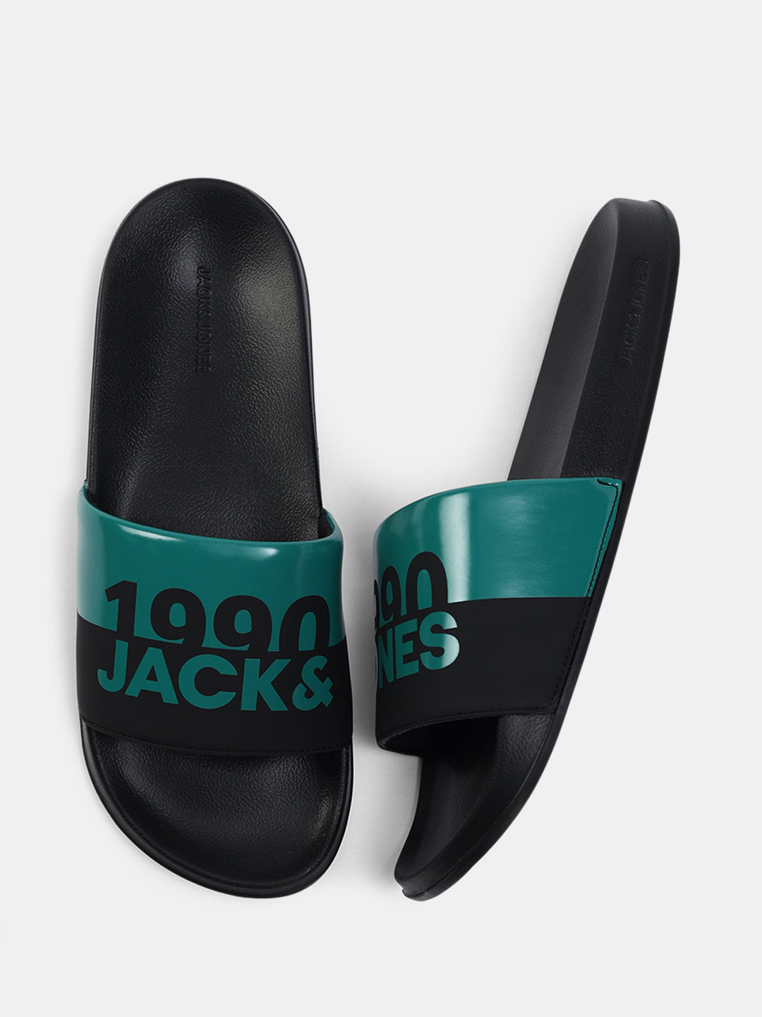Black & Teal Printed Pool Sliders