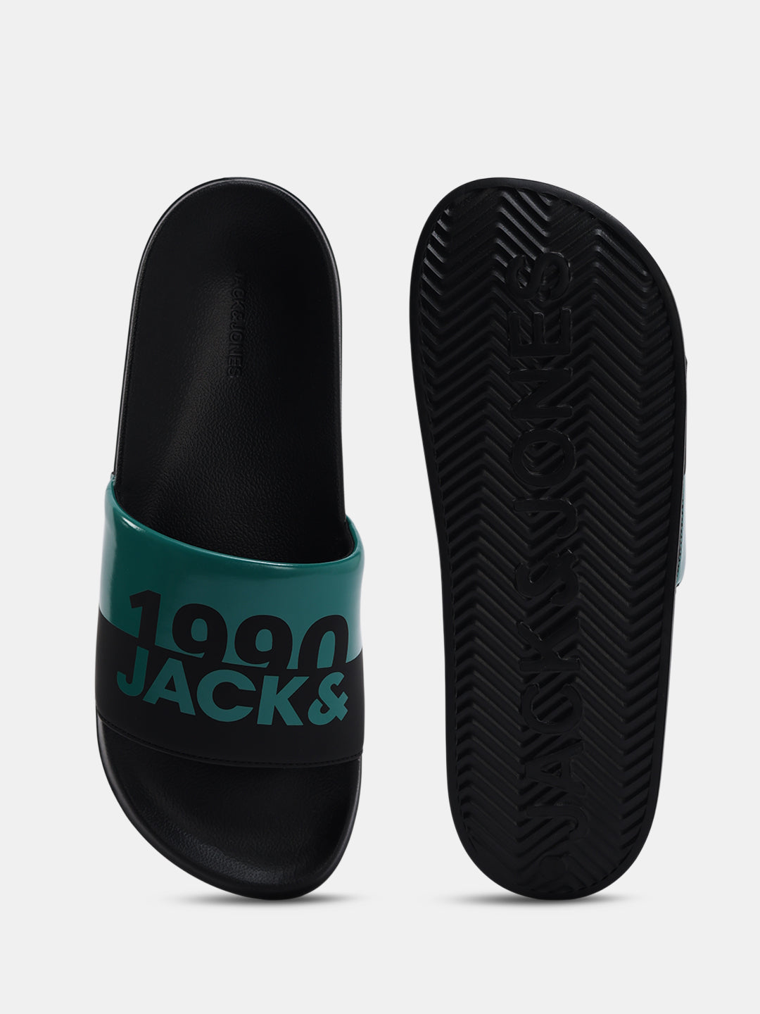 Black & Teal Printed Pool Sliders