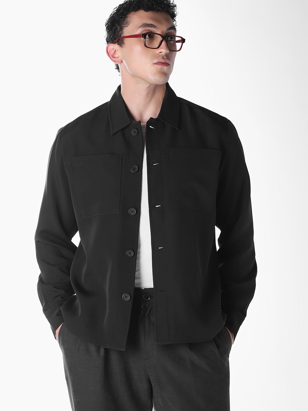 Black Solid Regular Fit Shirt