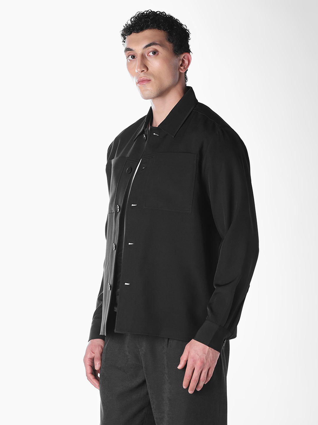 Black Solid Regular Fit Shirt