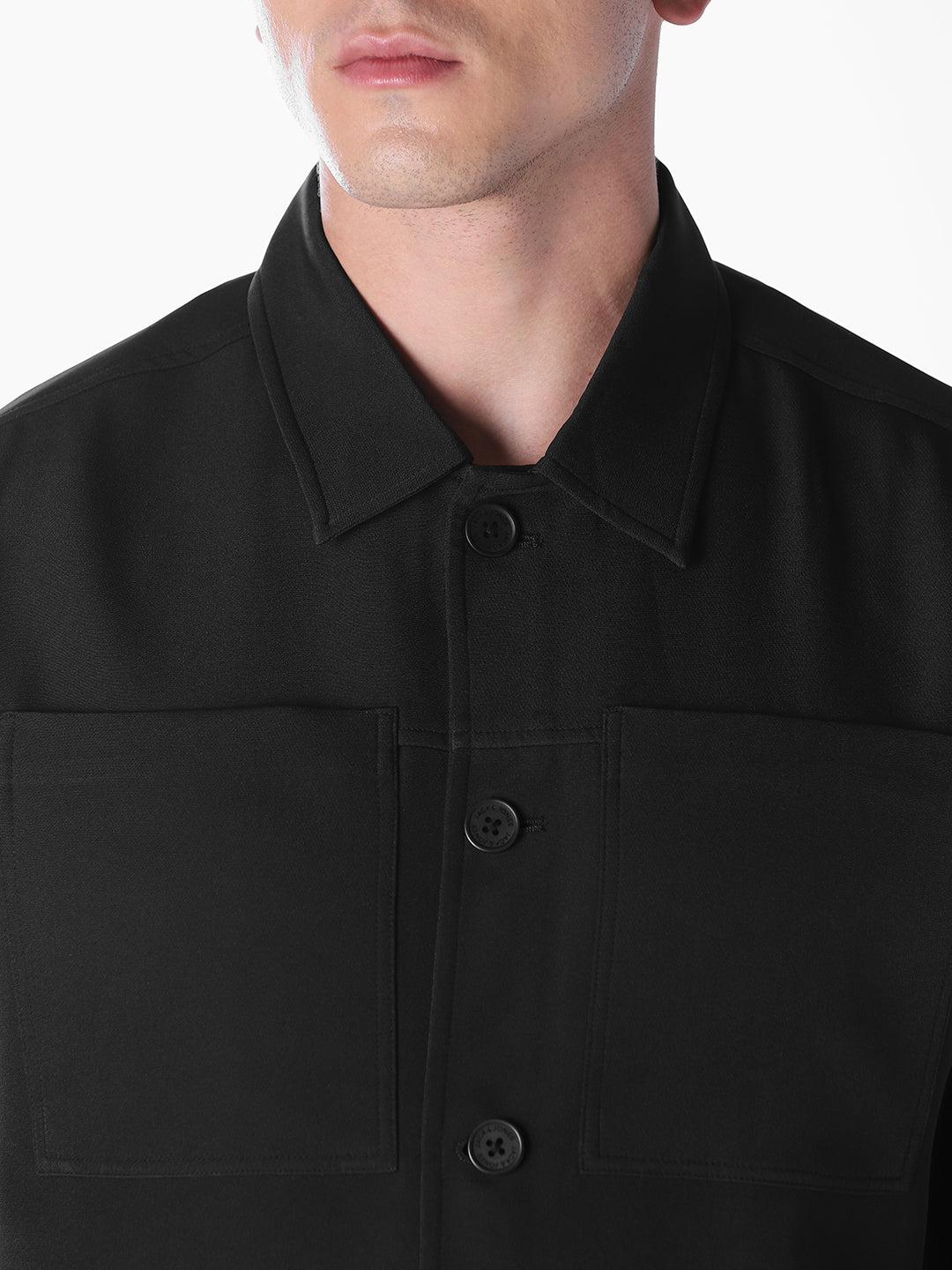 Black Solid Regular Fit Shirt